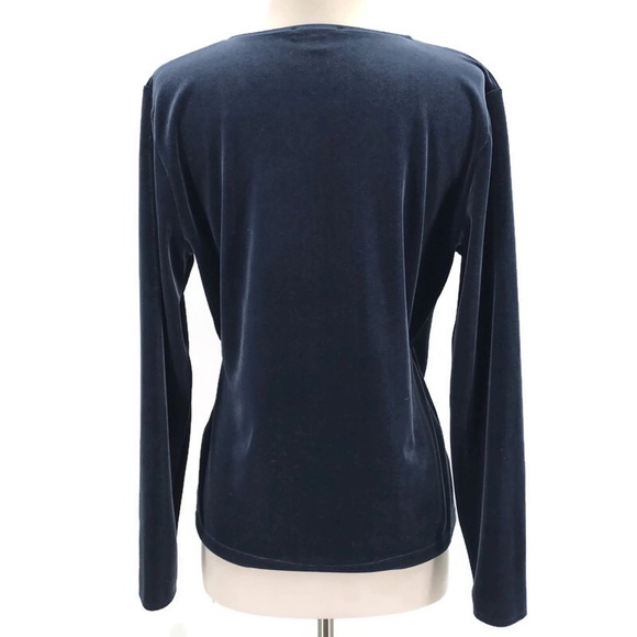 J Crew Mercantile Blue Velvet Surplice Top - Picture 3 of 7